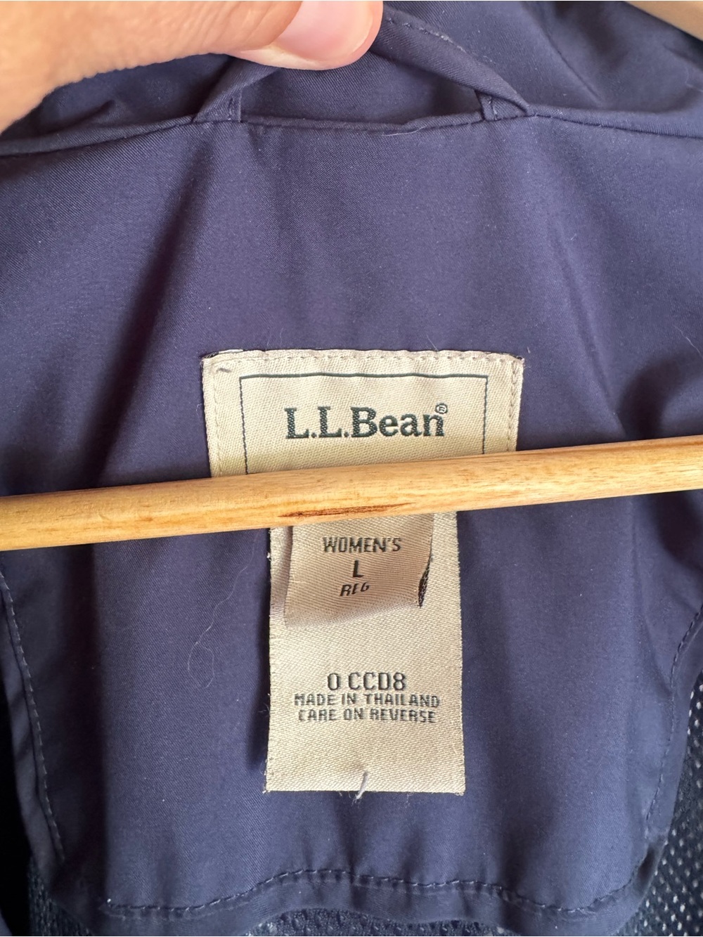 L.L. Bean Navy Women's Trench Coat with Hood - Picture 4 of 4